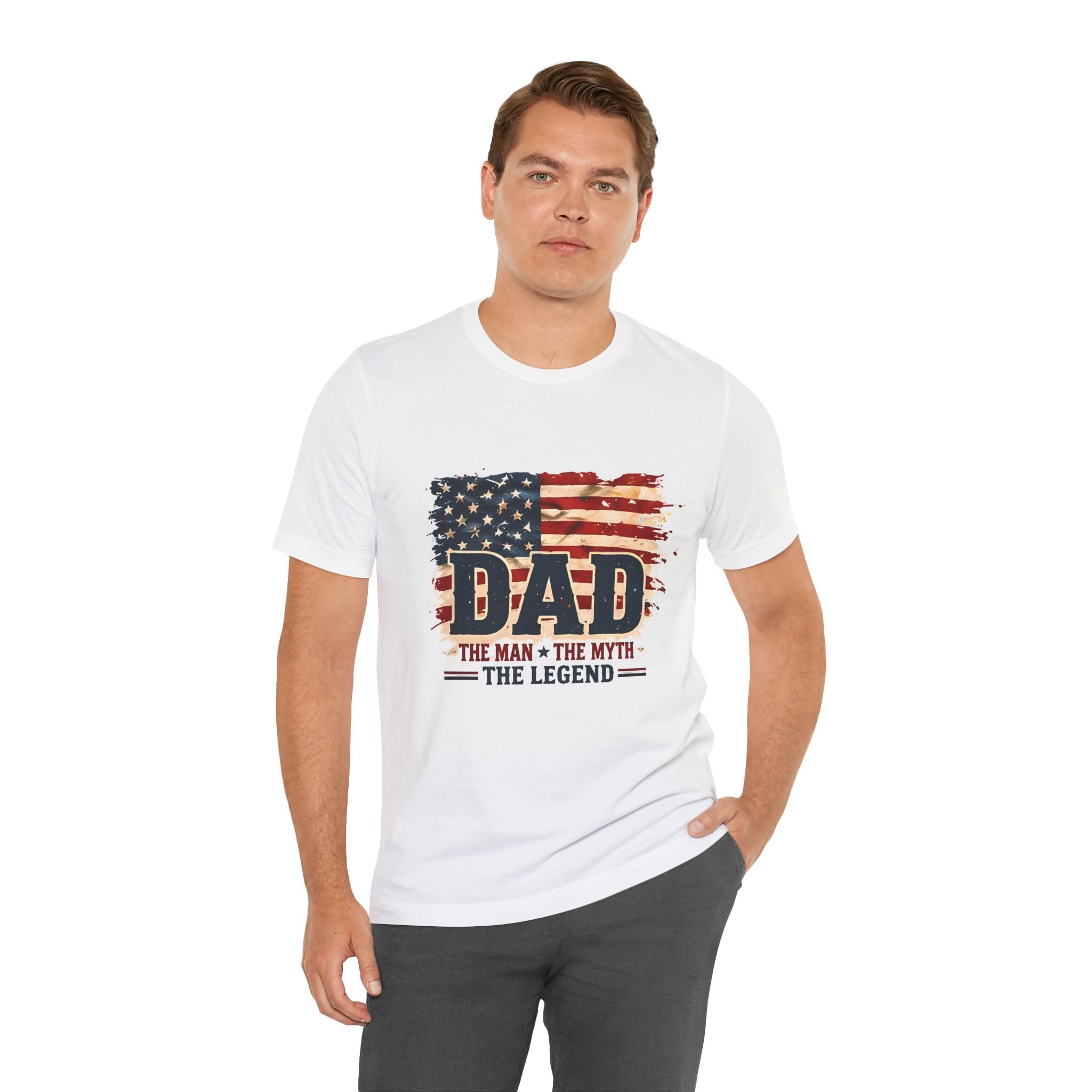 Dad T-Shirt — "DAD The Man The Myth The Legend" American Flag Tee
