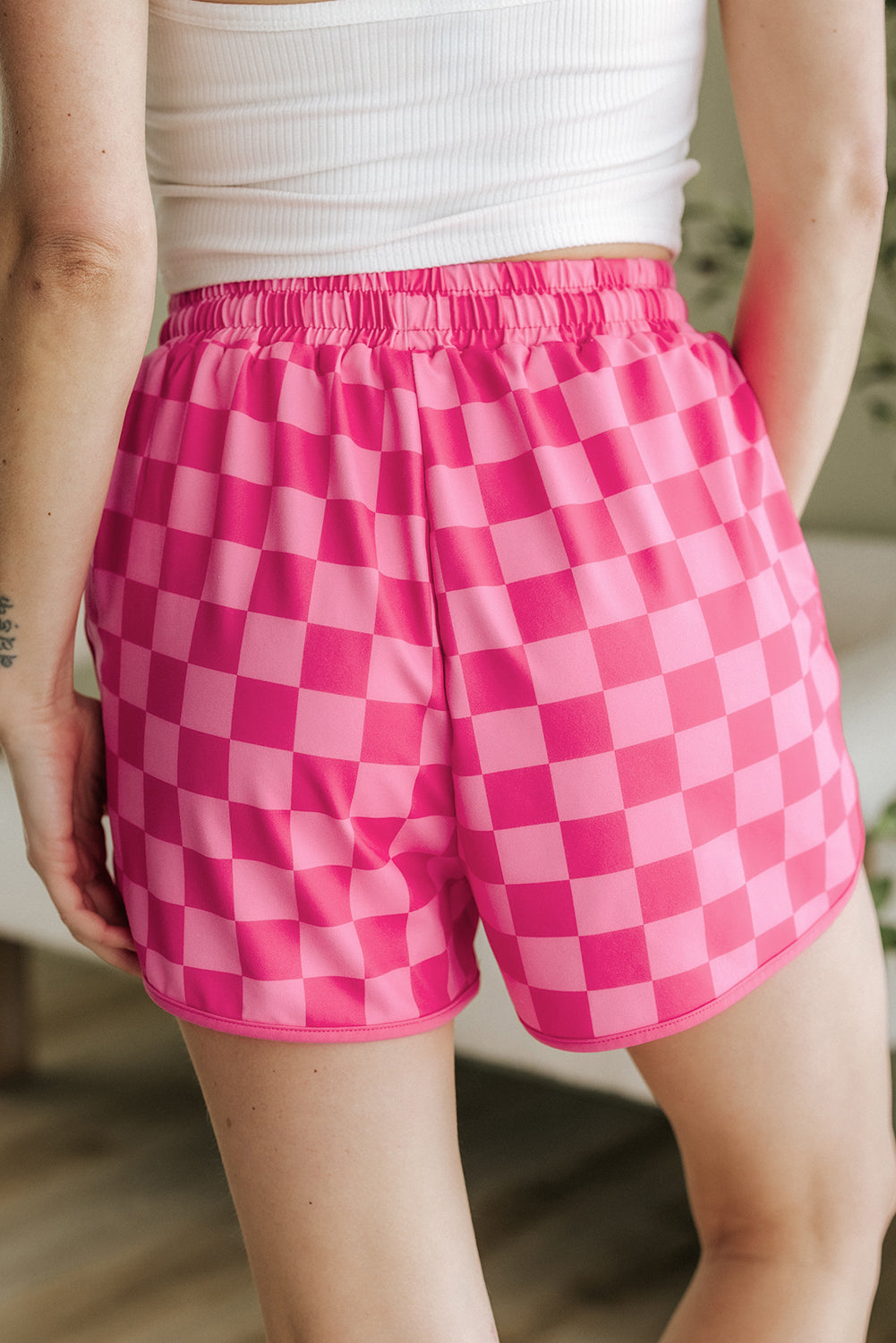 Cutie Checkered Drawstring Shorts