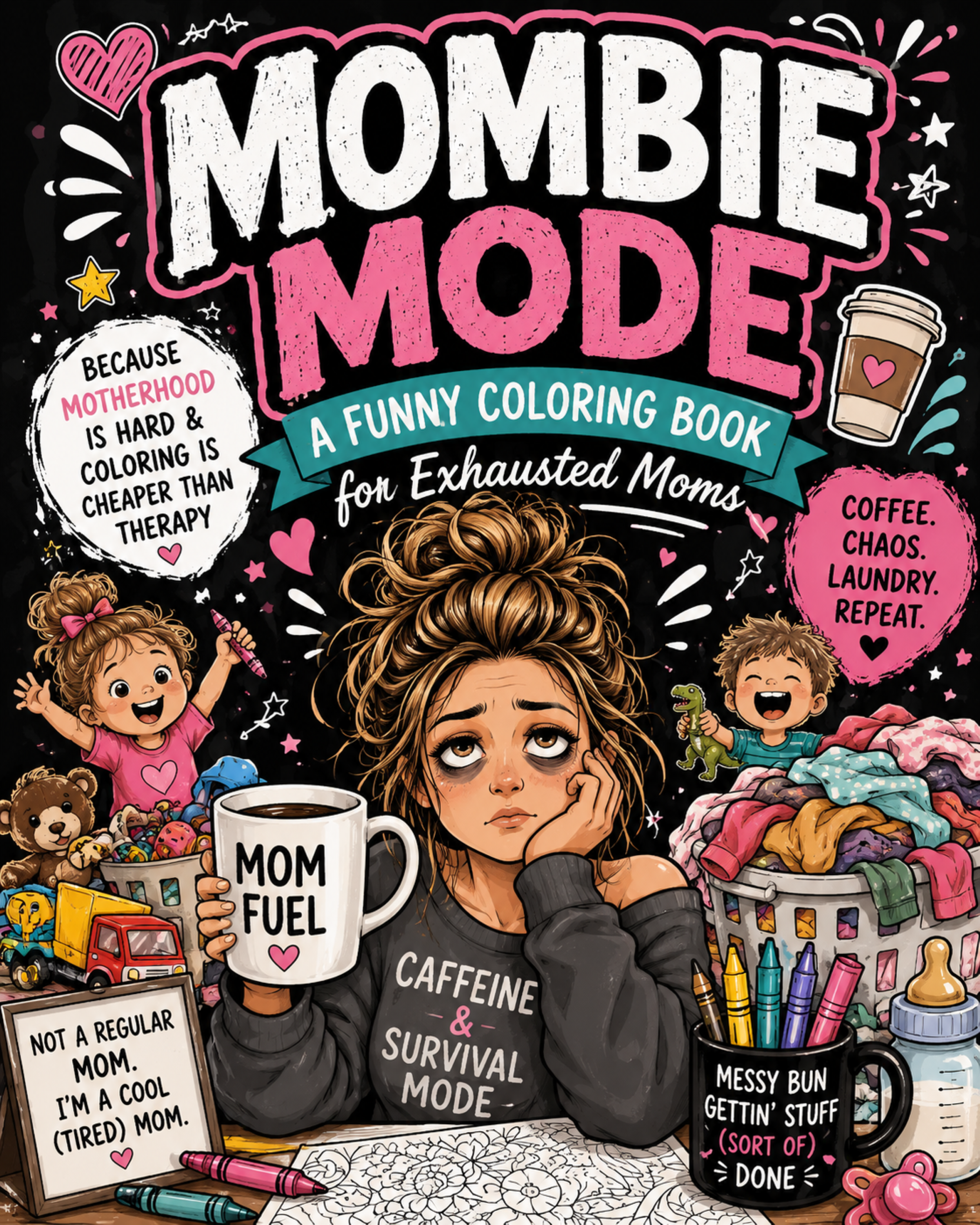 Mombie Mode — Printable Coloring Book PDF (Instant Download)